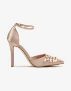 yesmile Pantofi stiletto Șampanie Satin cu Catarame Ornamentale Liovirae