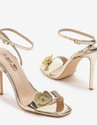 yesmile Sandale Aurii cu toc stiletto cu flori din zirconiu Davianis