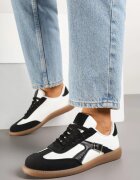 yesmile Sneakers Negru-Alb în Stilul Adidașilor Iconici cu Cataramă Decorativă Senaliera