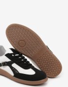 yesmile Sneakers Negru-Alb în Stilul Adidașilor Iconici cu Cataramă Decorativă Senaliera