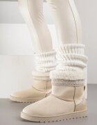 yolera Cizme de zăpadă bej fără închidere decorate cu blană și broderie Mevittia