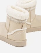 yolera Cizme de zăpadă bej fără închidere decorate cu blană și broderie Mevittia