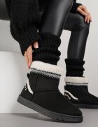 yolera Cizme de zăpadă Negre Slip-on decorate cu blană și broderie Mevittia