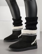 yolera Cizme de zăpadă Negre Slip-on decorate cu blană și broderie Mevittia