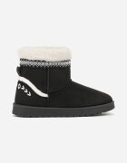 yolera Cizme de zăpadă Negre Slip-on decorate cu blană și broderie Mevittia