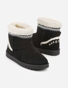 yolera Cizme de zăpadă Negre Slip-on decorate cu blană și broderie Mevittia