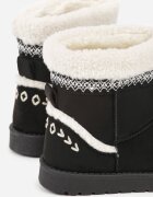 yolera Cizme de zăpadă Negre Slip-on decorate cu blană și broderie Mevittia
