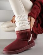 yolera Cizme de zăpadă slip-on Bordo decorate cu blană și broderie Mevittia