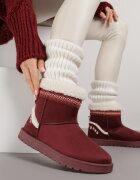 yolera Cizme de zăpadă slip-on Bordo decorate cu blană și broderie Mevittia