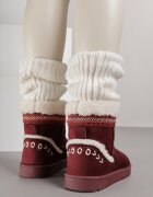 yolera Cizme de zăpadă slip-on Bordo decorate cu blană și broderie Mevittia