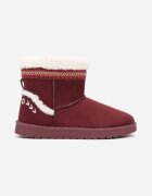 yolera Cizme de zăpadă slip-on Bordo decorate cu blană și broderie Mevittia