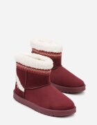 yolera Cizme de zăpadă slip-on Bordo decorate cu blană și broderie Mevittia