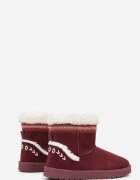 yolera Cizme de zăpadă slip-on Bordo decorate cu blană și broderie Mevittia