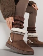 yolera Ghete de zăpadă Maro închis Slip-on Decorate cu blană și broderie Mevittia
