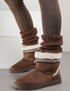 yolera Ghete de zăpadă Maro închis Slip-on Decorate cu blană și broderie Mevittia