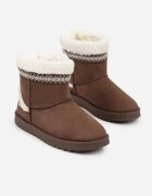 yolera Ghete de zăpadă Maro închis Slip-on Decorate cu blană și broderie Mevittia