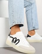 yolera Sneakers Albi în Stilul Tenisilor Iconici Decorați cu Aplicație Zillifia