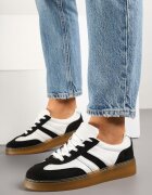 yolera Sneakers Negri-Albi în Stil Tenis Decorați cu Baretă Xulinea