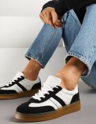 yolera Sneakers Negri-Albi în Stil Tenis Decorați cu Baretă Xulinea