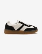 yolera Sneakers Negri-Albi în Stil Tenis Decorați cu Baretă Xulinea