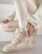 yolera Sneakerși Bej cu Șnururi Decorative Eveslia