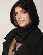 yu & me Cagulă tip glugă din lână și vâscoză decorată cu particule strălucitoare Ifani Neagră