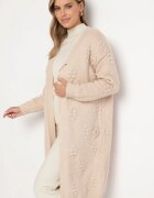 yu & me Cardigan Bej deschis fără închidere cu viscoză lână și relief Besita