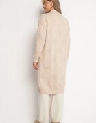 yu & me Cardigan Bej deschis fără închidere cu viscoză lână și relief Besita