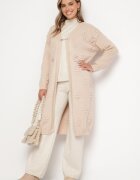 yu & me Cardigan Bej deschis fără închidere cu viscoză lână și relief Besita