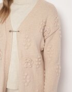 yu & me Cardigan Bej deschis fără închidere cu viscoză lână și relief Besita