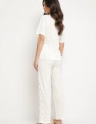 yu & me Compleu Alb din Țesătură Decorativă Tricou și Pantaloni Largi Devinas