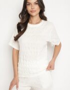 yu & me Compleu Alb din Țesătură Decorativă Tricou și Pantaloni Largi Devinas