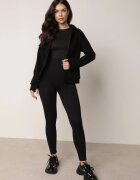 yu & me Hanorac Sport din Polar cu Glugă și Orificii pentru Degete Pruxone Neagră