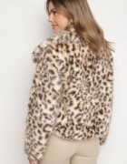 yu & me Jachetă de blană maro cu imprimeu leopard cu guler lat Nalindraea