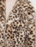 yu & me Jachetă de blană maro cu imprimeu leopard cu guler lat Nalindraea