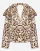 yu & me Jachetă de blană maro cu imprimeu leopard cu guler lat Nalindraea