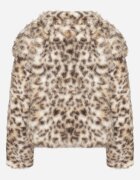 yu & me Jachetă de blană maro cu imprimeu leopard cu guler lat Nalindraea