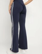 yu & me Leggings evazate încrețite bleumarin cu talie înaltă și dungi laterale Nakatia