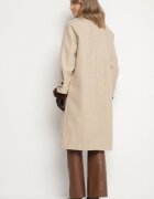 yu & me Palton Bej Dublu Oversize din Lână și Viscoză în Stil Elegant Tiliavia