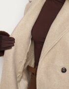 yu & me Palton Bej Dublu Oversize din Lână și Viscoză în Stil Elegant Tiliavia