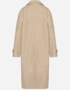 yu & me Palton Bej Dublu Oversize din Lână și Viscoză în Stil Elegant Tiliavia