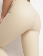 yu & me Pantaloni Bej din Piele Ecologică Stil Clopot cu Talie Înaltă Ellirra