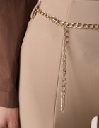 yu & me Pantaloni Bej Evazați cu Lănțișor Riselda