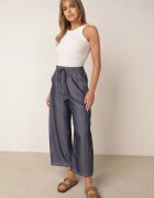 yu & me Pantaloni Casual cu croială Barrel cu talie înaltă și șnur în talie Kosma Albaștri