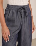 yu & me Pantaloni Casual cu croială Barrel cu talie înaltă și șnur în talie Kosma Albaștri