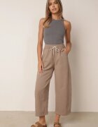 yu & me Pantaloni Casual cu croială Barrel cu talie înaltă și șnur în talie Kosma Bej