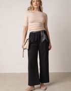 yu & me Pantaloni eleganți albaștri din bumbac și viscoză cu o curea-eșarfă din material Vetina