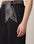 yu & me Pantaloni eleganți albaștri din bumbac și viscoză cu o curea-eșarfă din material Vetina