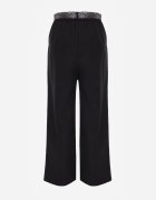 yu & me Pantaloni eleganți albaștri din bumbac și viscoză cu o curea-eșarfă din material Vetina