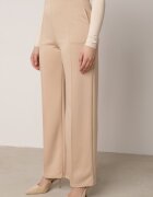 yu & me Pantaloni Eleganti Bej din Bumbac și Viscoză cu dungă Valelia